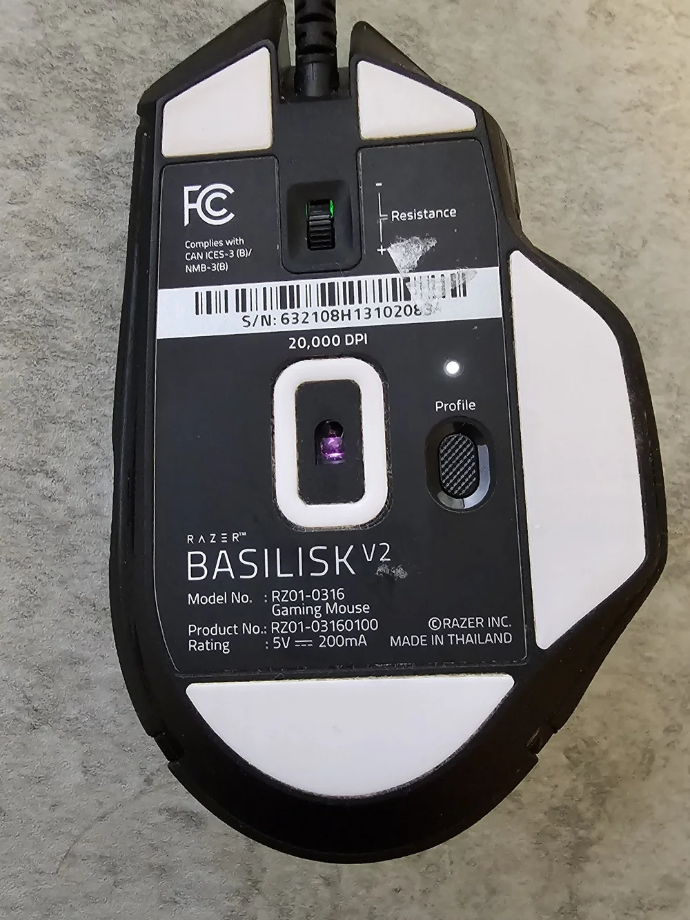 Razer Basilisk V2 20,000 DPI,Black Gaming Mouse with Pink RGB Logo and Scroll